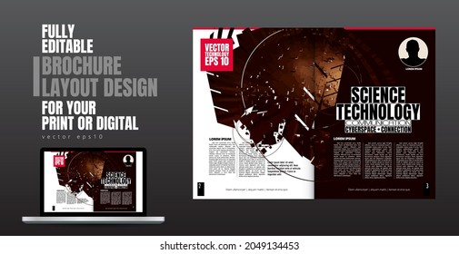 Layout with abstract technology concept ready for brochure, annual report or magazine, vector