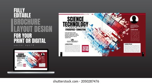 Layout with abstract technology concept ready for brochure, annual report or magazine, vector
