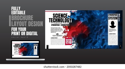 Layout with abstract technology concept ready for brochure, annual report or magazine, vector