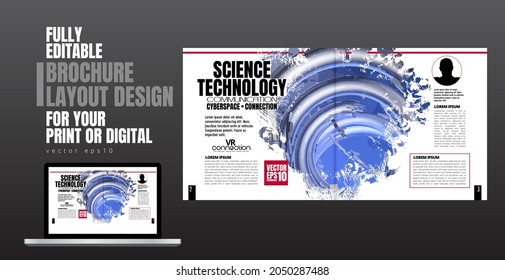 Layout with abstract technology concept ready for brochure, annual report or magazine, vector
