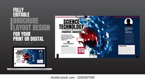Layout with abstract technology concept ready for brochure, annual report or magazine, vector