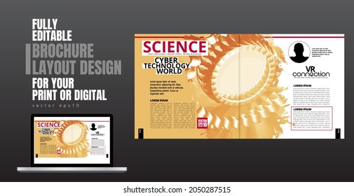 Layout with abstract technology concept ready for brochure, annual report or magazine, vector