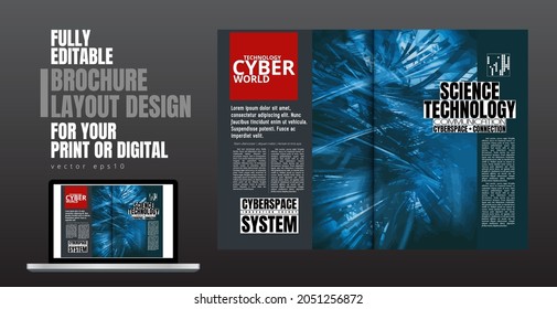 Layout with abstract technology concept ready for brochure, annual report or magazine, vector