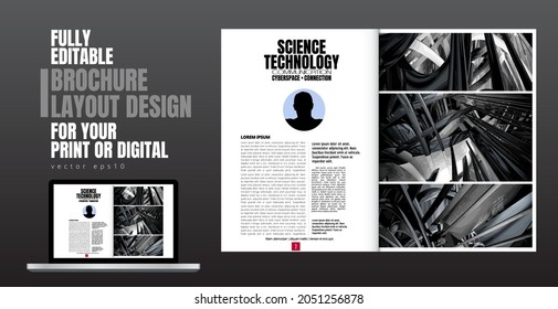 Layout with abstract technology concept ready for brochure, annual report or magazine, vector
