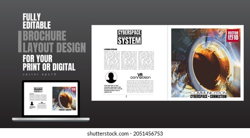 Layout with abstract technology concept ready for brochure, annual report or magazine, vector