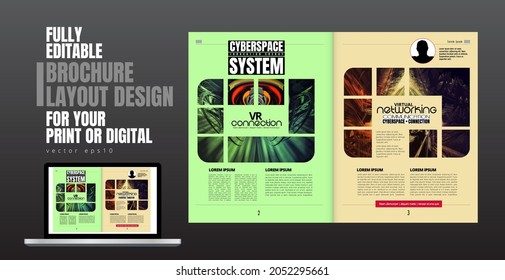 Layout with abstract technology concept ready for brochure, annual report or magazine, vector