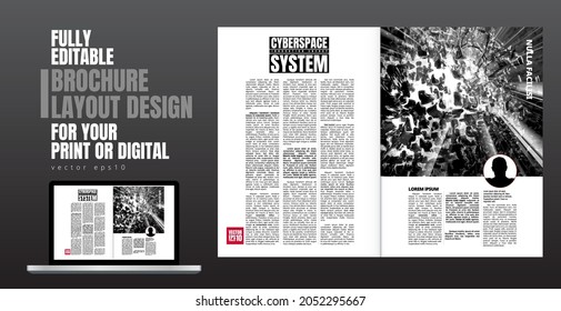 Layout mit abstraktem Technologiekonzept für Broschüren, Geschäftsberichte oder Magazine, Vektorgrafik