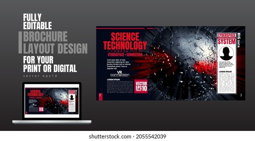 Layout with abstract technology concept ready for brochure, annual report or magazine, vector