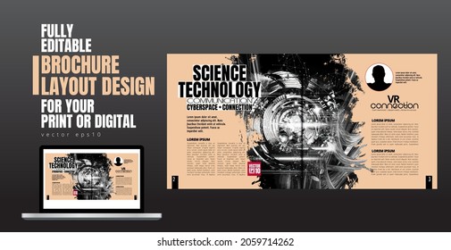 Layout with abstract technology concept ready for brochure, annual report or magazine, vector