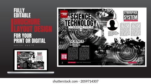 Layout with abstract technology concept ready for brochure, annual report or magazine, vector