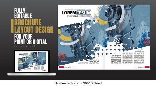 Layout with abstract technology concept ready for brochure, annual report or magazine, vector