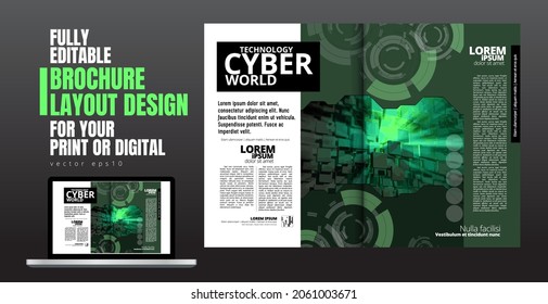 Layout with abstract technology concept ready for brochure, annual report or magazine, vector