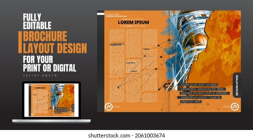 Layout with abstract technology concept ready for brochure, annual report or magazine, vector
