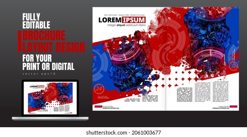 Layout with abstract technology concept ready for brochure, annual report or magazine, vector
