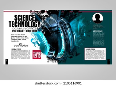 Layout with abstract technology concept ready for brochure, annual report or magazine, vector