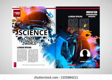 Layout with abstract technology concept ready for brochure, annual report or magazine, vector