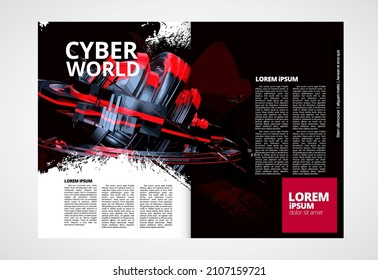 Layout with abstract technology concept ready for brochure, annual report or magazine, vector