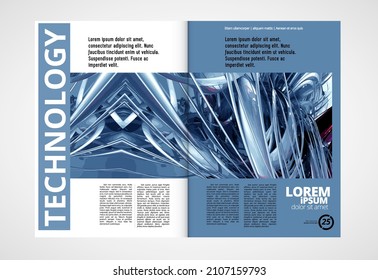 Layout with abstract technology concept ready for brochure, annual report or magazine, vector