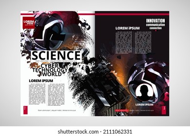 Layout with abstract technology concept ready for brochure, annual report or magazine, vector