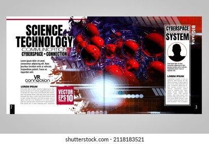 Layout with abstract technology concept ready for brochure, annual report or magazine, vector