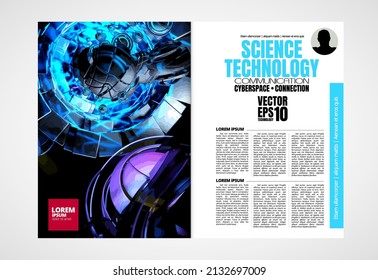 Layout with abstract technology concept ready for brochure, annual report or magazine, vector