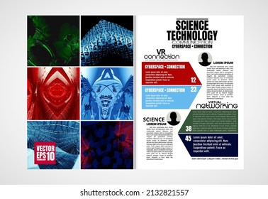 Layout with abstract technology concept ready for brochure, annual report or magazine, vector