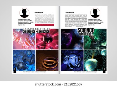 Layout with abstract technology concept ready for brochure, annual report or magazine, vector