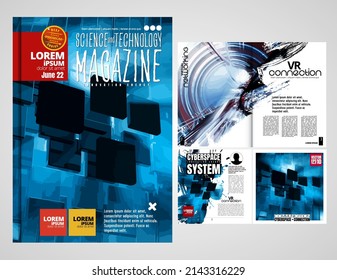 Layout with abstract technology concept ready for brochure, annual report or magazine, vector