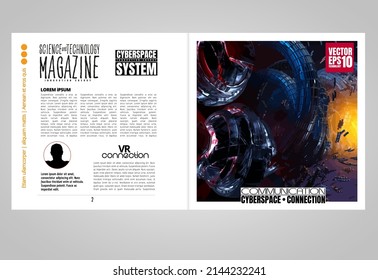 Layout with abstract technology concept ready for brochure, annual report or magazine, vector