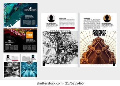 Layout with abstract technology concept ready for brochure, annual report or magazine, vector