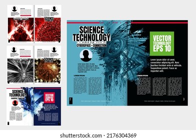 Layout with abstract technology concept ready for brochure, annual report or magazine, vector