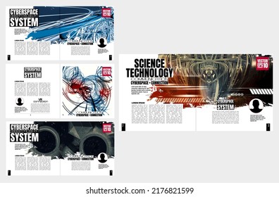 Layout with abstract technology concept ready for brochure, annual report or magazine, vector
