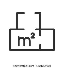 layout of apartment, scheme, square, linear icon. Editable stroke