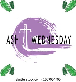 Layout of Ash Wednesday poster, isolated in purple brushes and white background