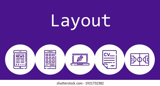 layout background concept with layout icons. Icons related tablet, smartphone, design, curriculum, football field