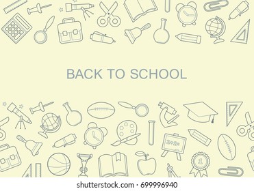 The layout of the banner back to school with icons school symbols