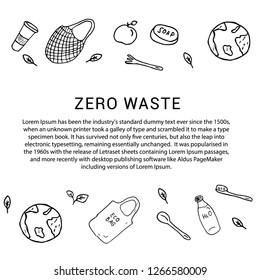 Layout for banner, background concept of zero waste, doodle style