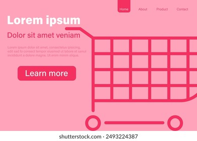 Layout banner with shop cart. E-commerce, business and shopping concept.