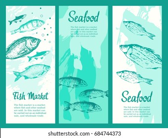 Set Vector Banners Fish Seafood Design Stock Vector (Royalty Free ...