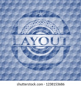 Layout blue polygonal emblem.