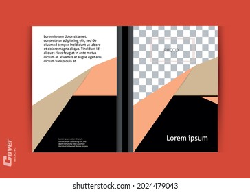 The layout of the book is a4 format. Brochure creative design. Multipurpose template, include cover, back and inside pages. Trendy minimalist flat geometric design. Vertical  format.