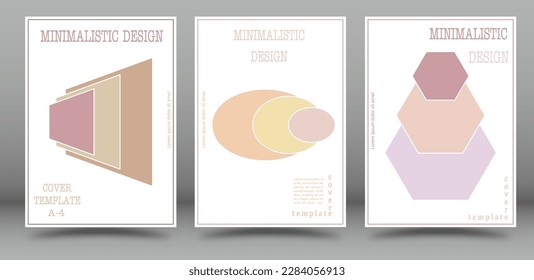 Layout of the book cover, brochures, booklets. A set of templates with geometric shapes in a minimalist style. A creative idea with pastel shades. Modern pastel colors