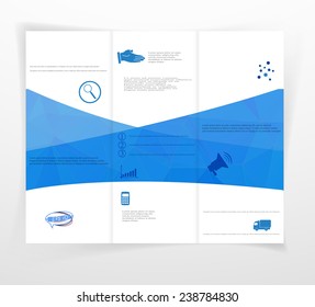 Layout booklet with examples of infographics and icons in bluecolor
