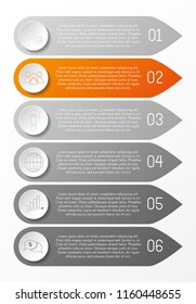 Layout of bookmark infographic with icons. Vector.