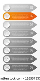 Layout of bookmark infographic with icons. Vector.