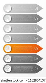 Layout of bookmark infographic with icons. Vector.