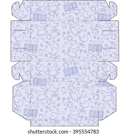 The layout of the boxes for baby for cupcakes, candy, gifts, surprises. Cut and fold the container.