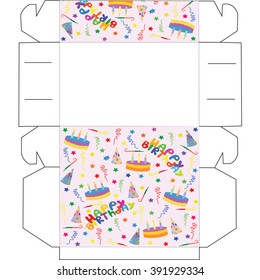 The layout of the boxes on my Birthday for cupcakes, candy, gifts, surprises. Cut and fold the container.