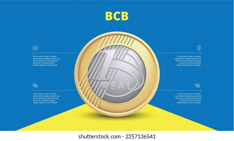 Layout Brazilian coin Real vector Realistic 