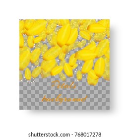 Layout of a brochure with flying petals of yellow daffodils on a transparent background